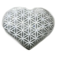 3-Inch Selenite Heart with Flower of Life