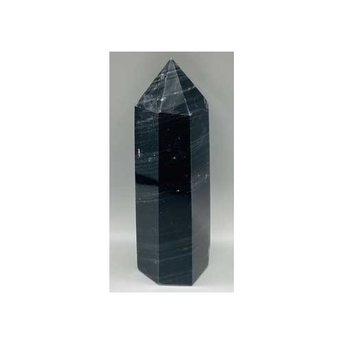 Black Obsidian Obelisk with Silver Stripes 2.6-3.2#