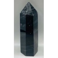 Obelisco de Obsidiana Negra con Rayas Plateadas 2.6-3.2#