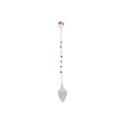 Selenite 7 Chakra Pendulum for Meditation and Healing