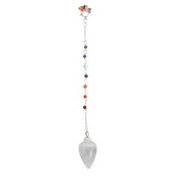 Selenite 7 Chakra Pendulum for Meditation and Healing