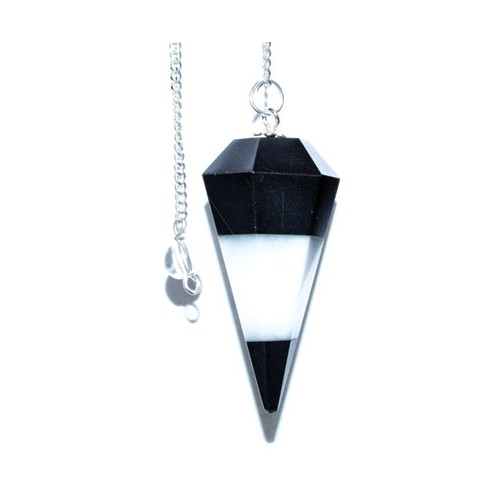 6-Sided Tourmaline & White Agate Pendulum - Divination Tool