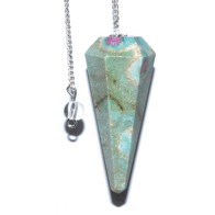 6-Sided Ruby Fuchsite Pendulum