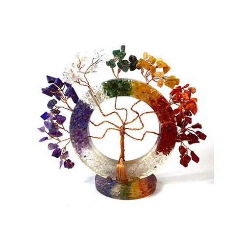 4 1/2" Circle Tree of Life Chakra Gemstone Tree