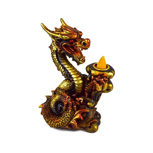 Copper Dragon Backflow Incense Burner for Meditation