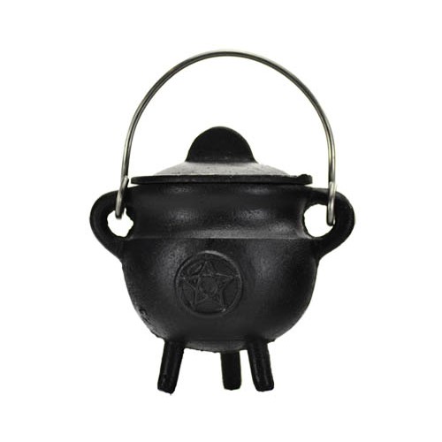 Pentagram Cast Iron Cauldron with Lid 2 3/4"