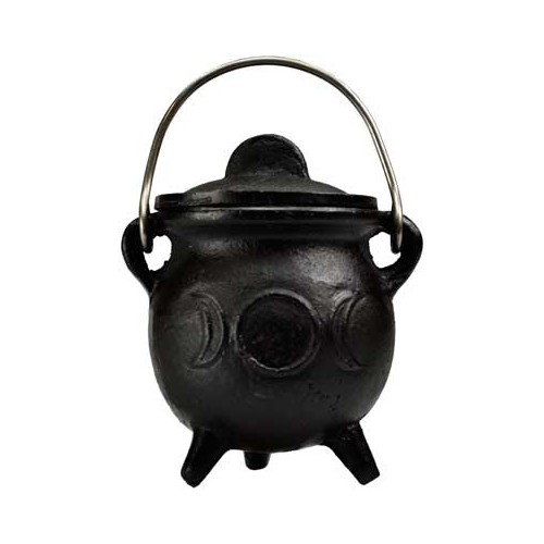 Triple Moon Cast Iron Cauldron for Rituals