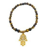 Tiger Eye Hamsa Hand Anklet Jewelry