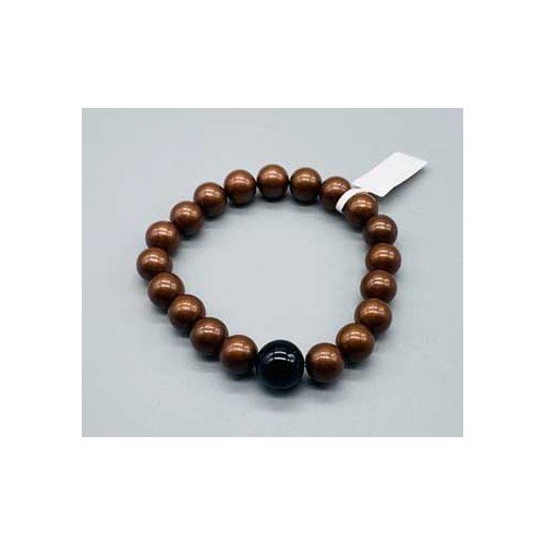 Pulsera de Piedra con Tono Cobre 10mm