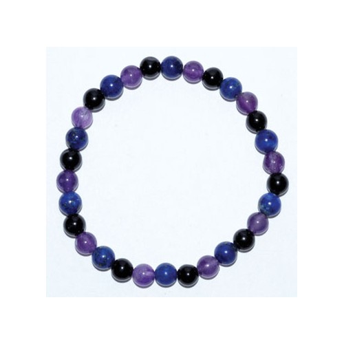 6mm Amethyst Lapis Black Tourmaline Healing Bracelet