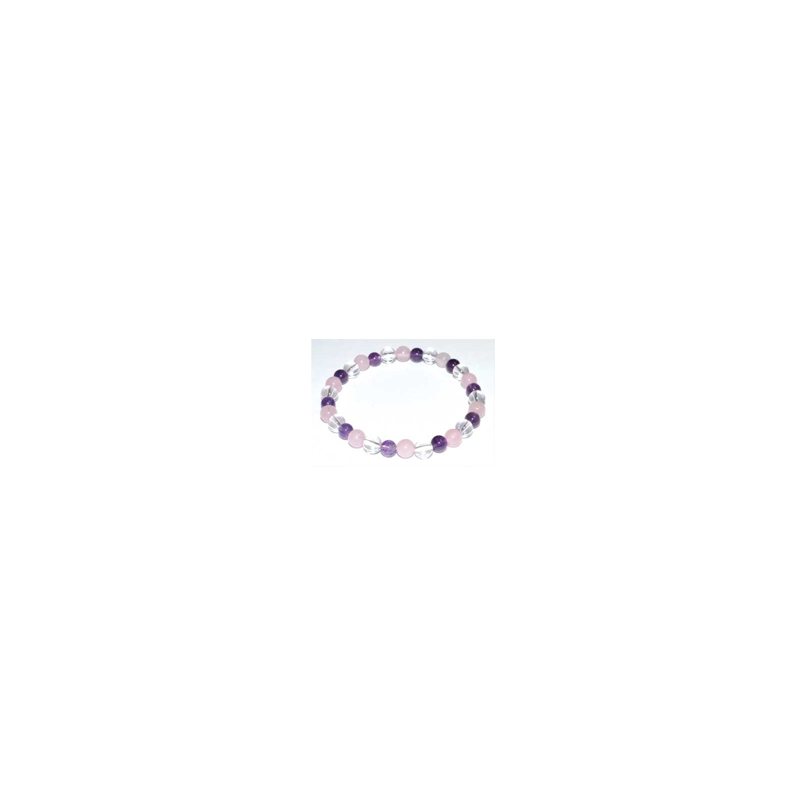 Pulsera 6mm Amatista Cuarzo Rosa y Cuarzo