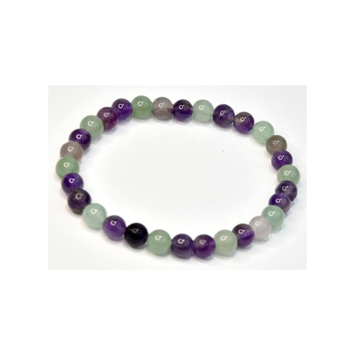 6mm Fluorite, Amethyst & Green Aventurine Bracelet