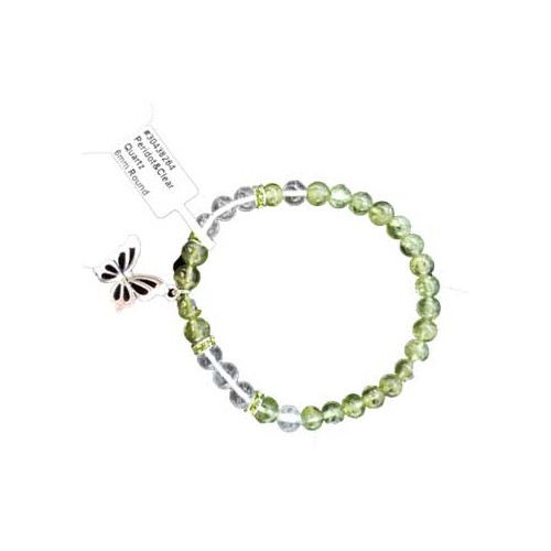 Pulsera de Mariposa 6mm Peridoto/Cuarzo