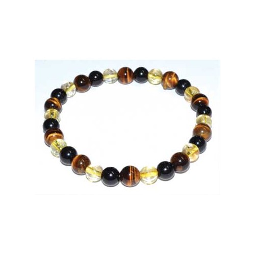 6mm Tiger Eye Citrine Tourmaline Bracelet Energy