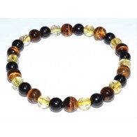 6mm Tiger Eye Citrine Tourmaline Bracelet Energy