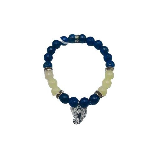 Lapis and Honey Jade Ganesha Bracelet