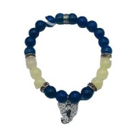 Lapis and Honey Jade Ganesha Bracelet