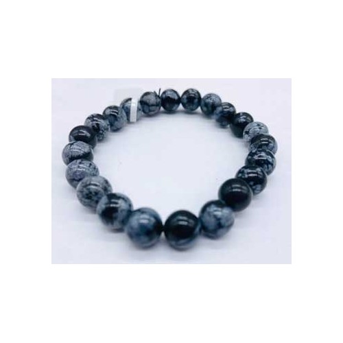 8mm Snowflake Obsidian Bracelet