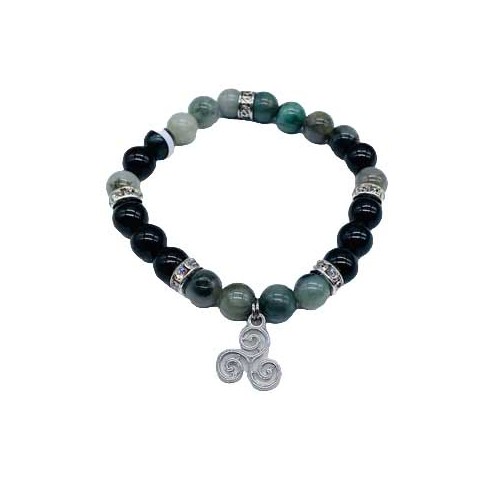 8mm Emerald & Black Tourmaline Bracelet