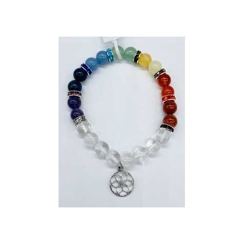 8mm 7 Chakra Seed of Life Bracelet