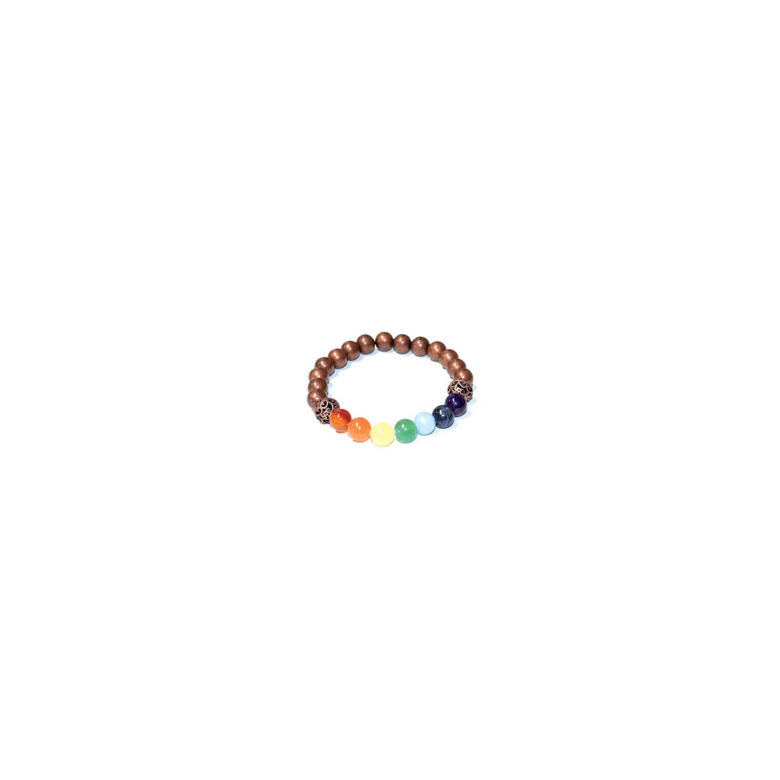 8mm 7 Chakra Copper Beads Bracelet for Energy Healing