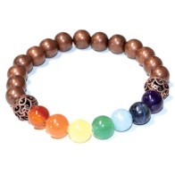 8mm 7 Chakra Copper Beads Bracelet for Energy Healing