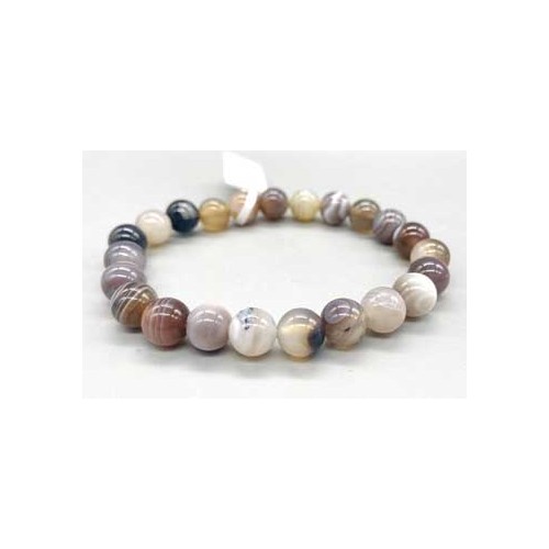 8mm Botswana Agate Bracelet for Protection and Grounding