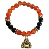 Pulsera de Ágata Roja y Ónix Negro con Buda