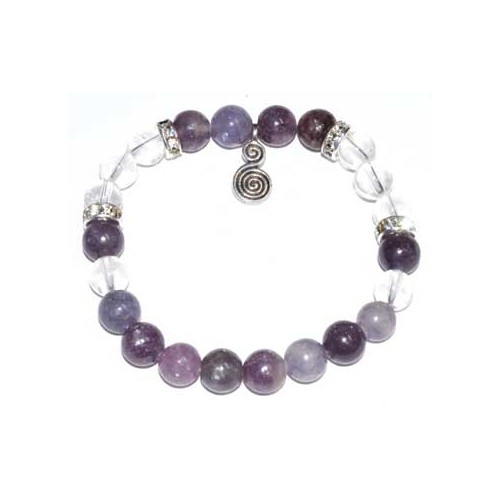 8mm Lepidolite Spiral Symbol Bracelet