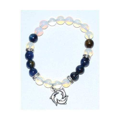 8mm Opalite Kyanite Dolphin Bracelet