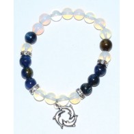 8mm Opalite Kyanite Dolphin Bracelet