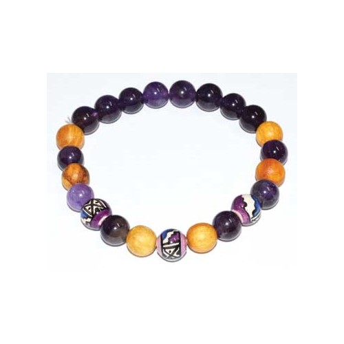 Amethyst and Palo Santo Healing Bracelet