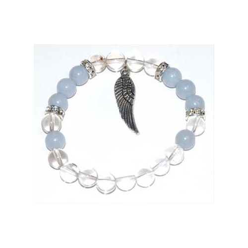 8mm Quartz & Angelite Bracelet for Spiritual Clarity