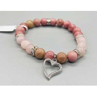 8mm Rhodonite and Rose Quartz Heart Chakra Bracelet