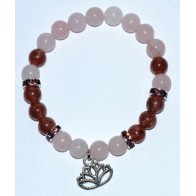 Rose Quartz/Strawberry Quartz Bracelet with Lotus