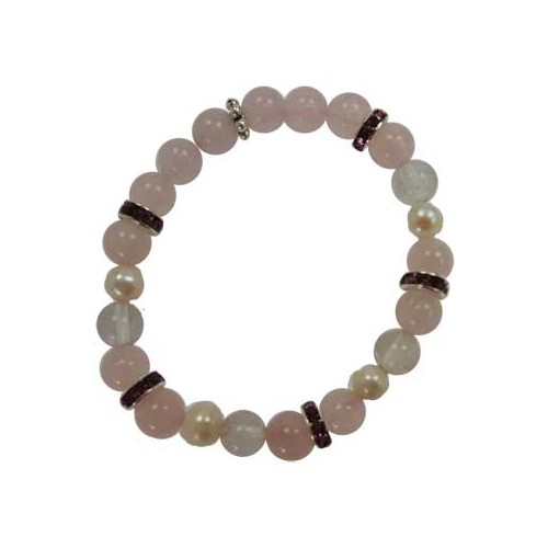 8mm Rose Quartz and Clear Quartz Bracelet