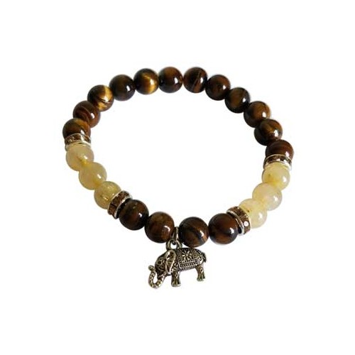 8mm Tiger Eye and Rutilated Quartz Bracelet