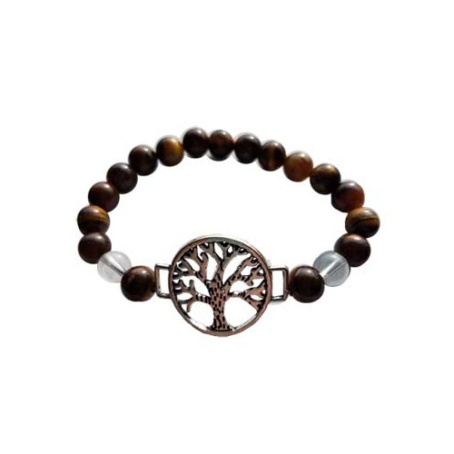 8mm Tiger Eye Quartz Tree of Life Bracelet