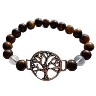 8mm Tiger Eye Quartz Tree of Life Bracelet