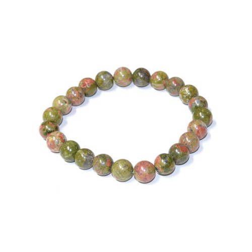 8mm Unakite Beaded Bracelet