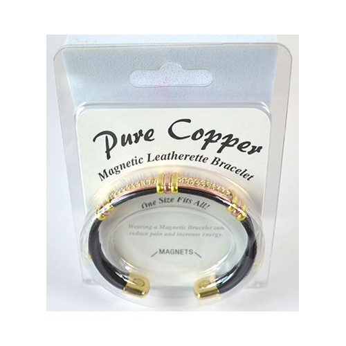 Magnetic Leatherette Copper Bracelet for Energy