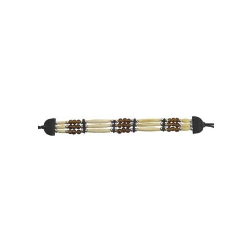 3 Line Brown Beaded Bone Choker for Protection