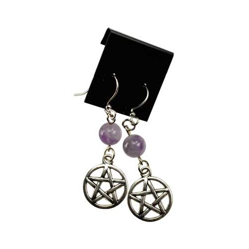 Amethyst Pentagram Earrings