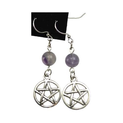 Fluorite Pentagram Earrings