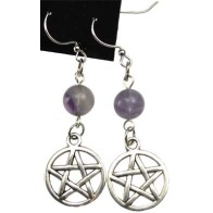 Fluorite Pentagram Earrings