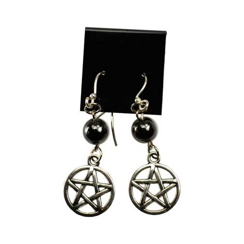 Hematite Pentagram Earrings for Meditation