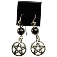 Hematite Pentagram Earrings for Meditation