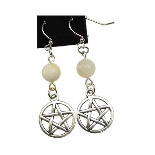 Moonstone Pentagram Earrings for Meditation