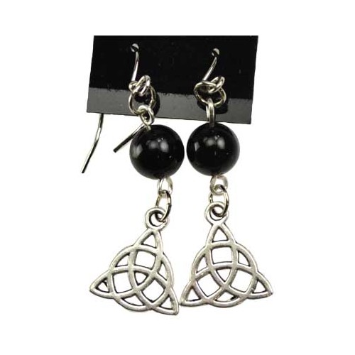 Spiritual Black Onyx Triquetra Earrings