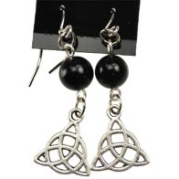 Spiritual Black Onyx Triquetra Earrings